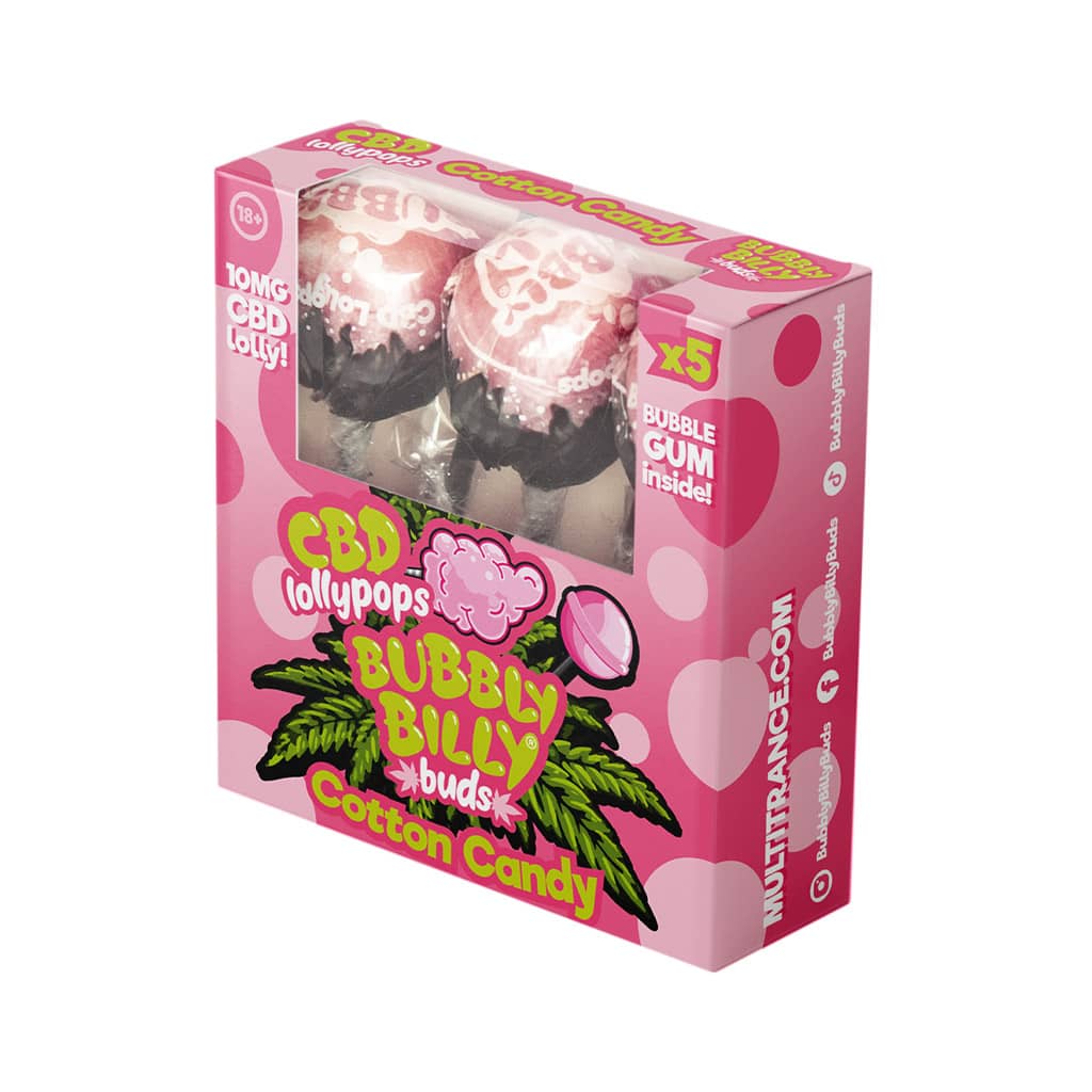 Multitrance Bubbly Billy Buds CBD Peach Fuzz Lollypops — Box of 100