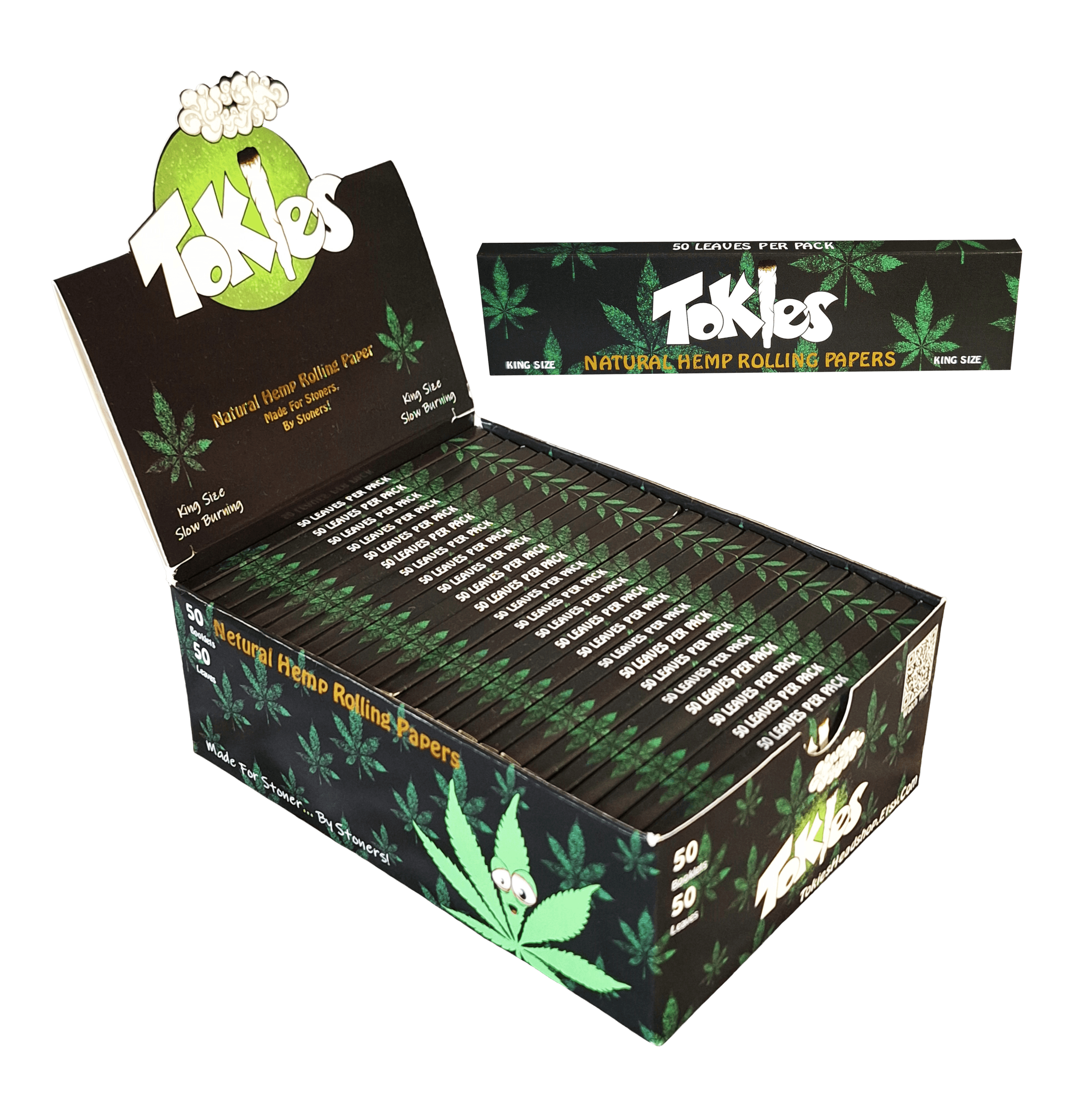 Tokies King Size Natural Hemp Rolling Papers (Full Box) — Box of 50